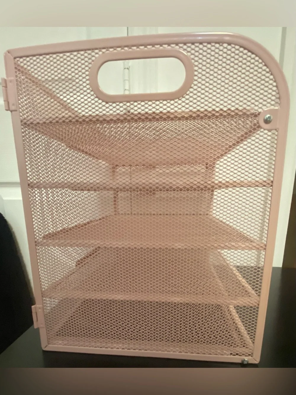 Amazon Essentials Pink Metal 5-Tier Mesh Desk Organizer